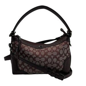 Coach Burgundy Canvas East West Ivie Crossbody Bag With Matching Wallet F46285